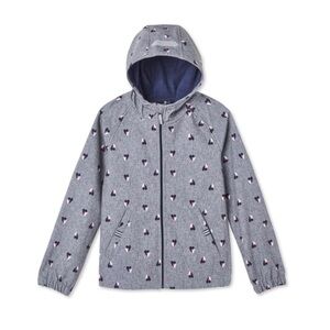 George Kids Gray‎ Hooded Windbreaker Jacket with Heart Pattern